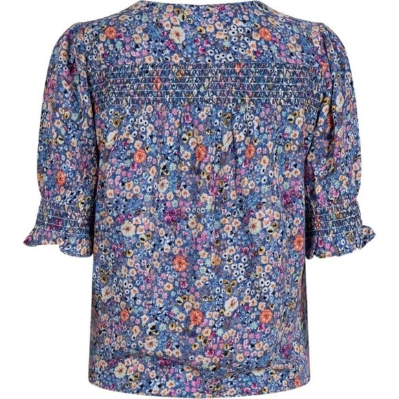 NWT ESQUALO Bohemian Blues Knot Blouse - Picture 6 of 7